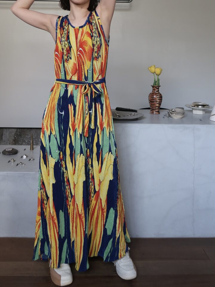 flower print pleats dress