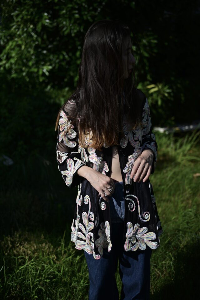 embroidery mesh jacket